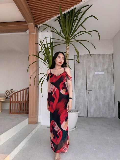 Mesh Floral Printed Sleeveless Dresses